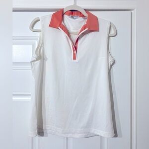Bermuda Sands Sleeveless Coral and White Golf Shirt